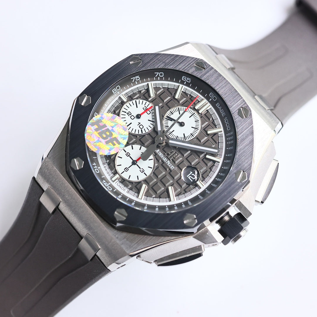 TOP! Grey Ceramic Bezel - Grey Rubber - Automatic - 44mm