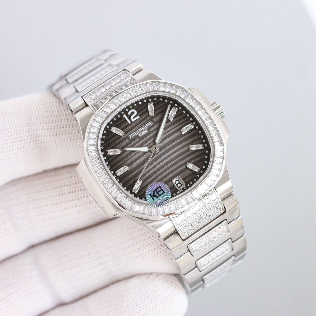 Lady - Black - Rhinestones Bezel 316L Steel - Automatic - 35mm