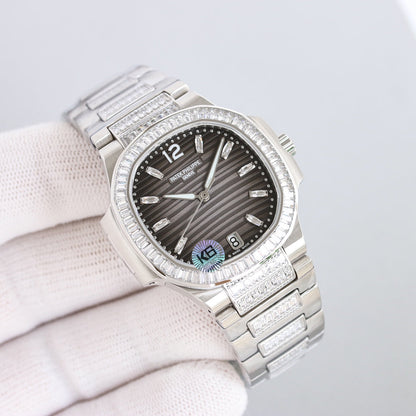 Lady - Black - Rhinestones Bezel 316L Steel - Automatic - 35mm