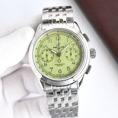 Chronograph - Green White - Silver 316L Steel - Automatic - 42mm