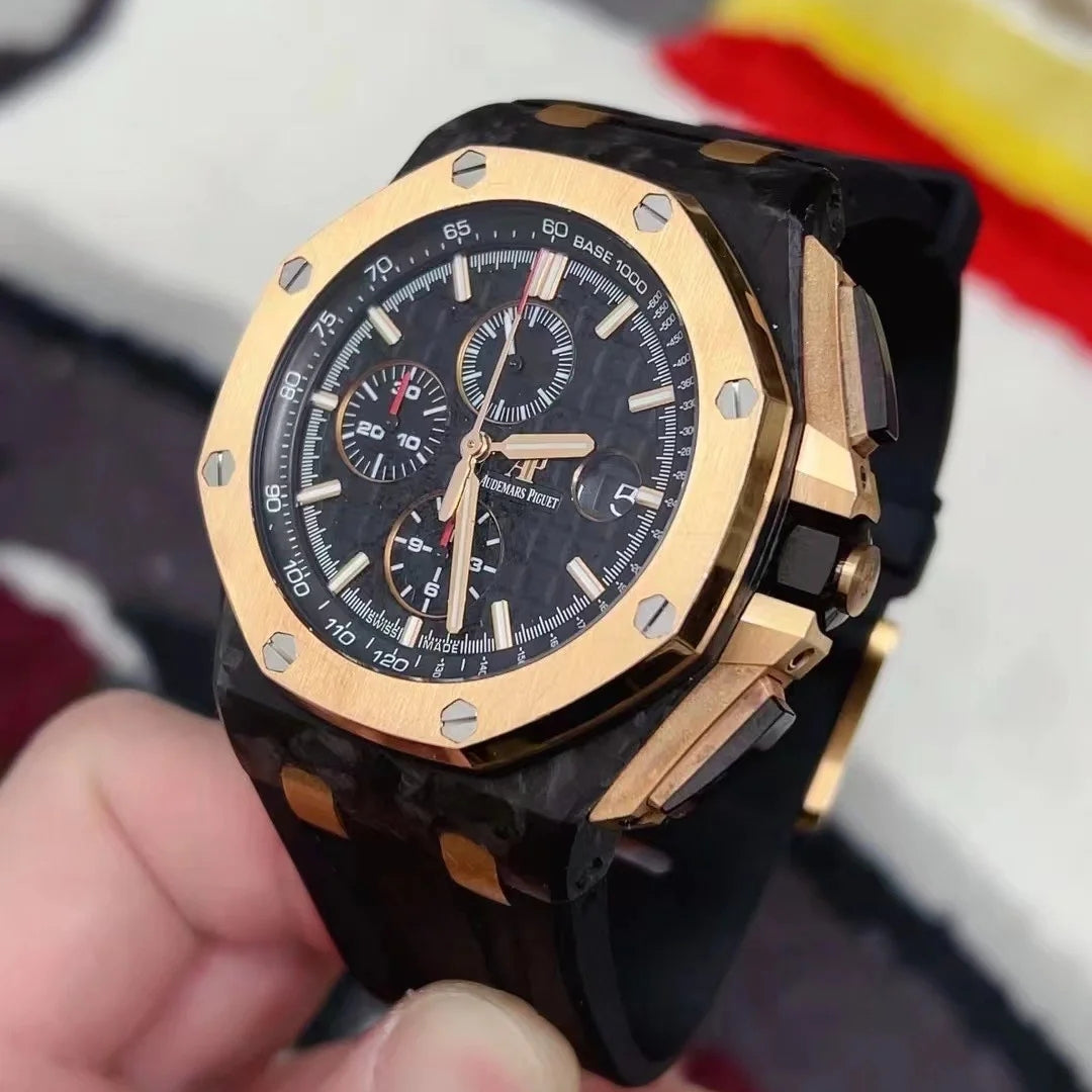 Chronograph-Rosegold Ceramic- Black Rubber - Automatic - 44mm