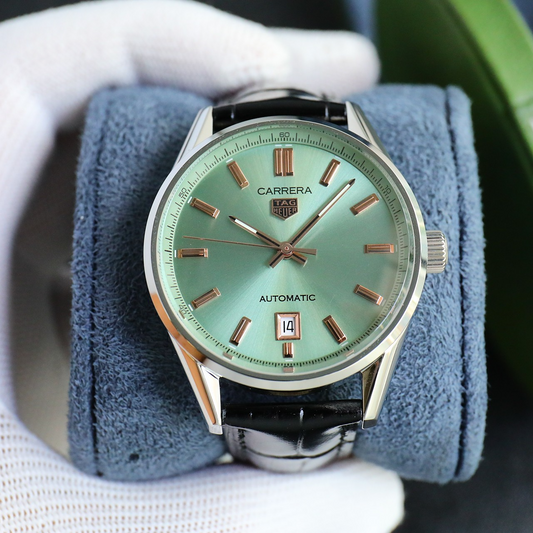 Green - Black Leather - Automatic - 41mm