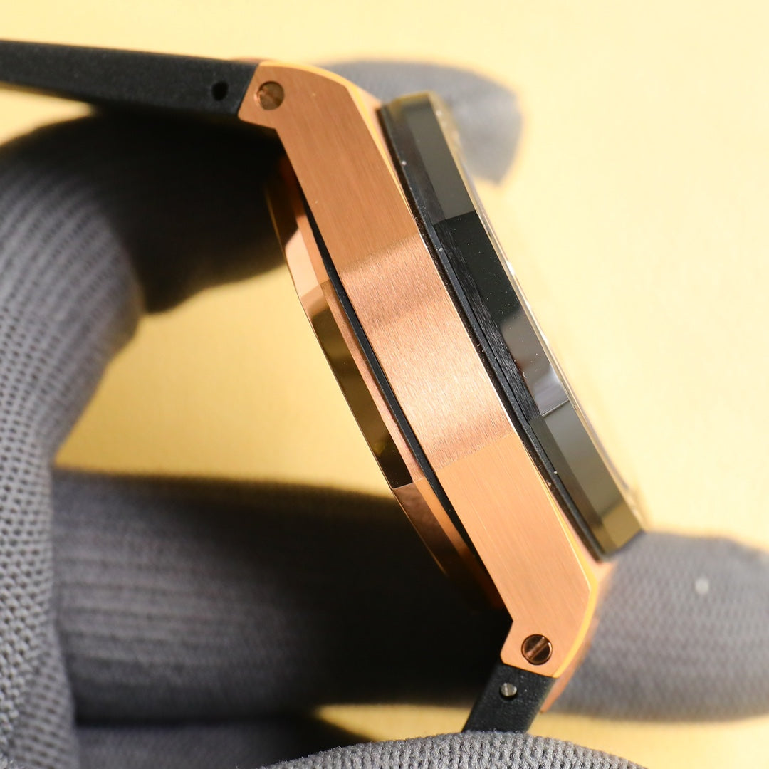 TOP! Yellowgold Black Ceramic Bezel - Black Rubber - Automatic - 44mm