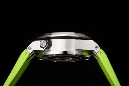 TOP! - 316L Steel - Green rubber - Automatic - 42mm