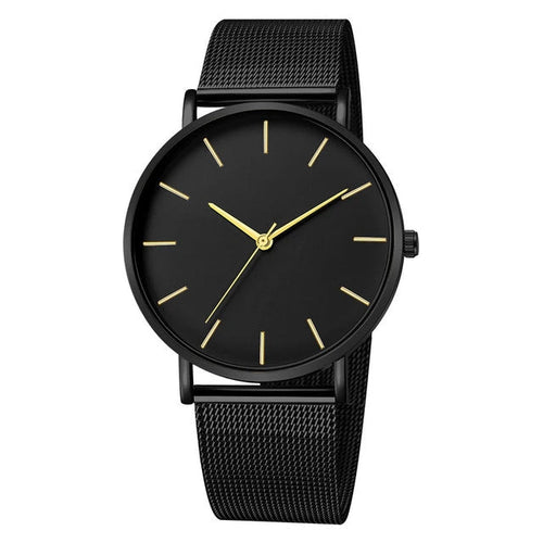 Black  - Steel Strap Round Watch - Quartz - 40mm
