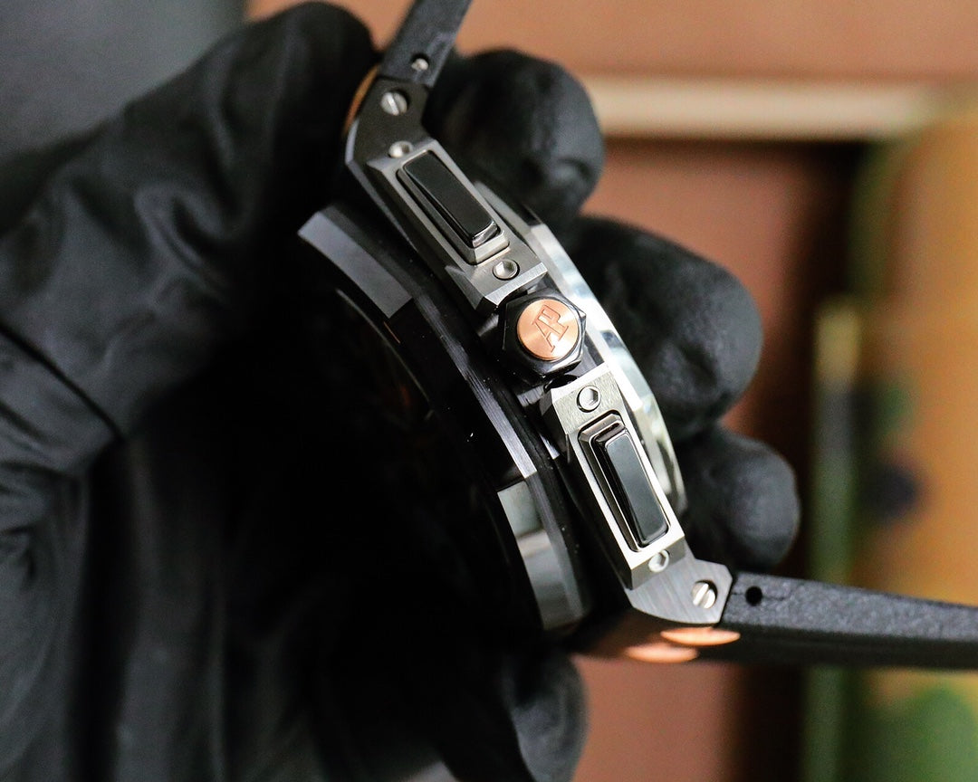 TOP! Chronograph- Rose gold -Black Ceramic- Black Rubber - Automatic - 44mm