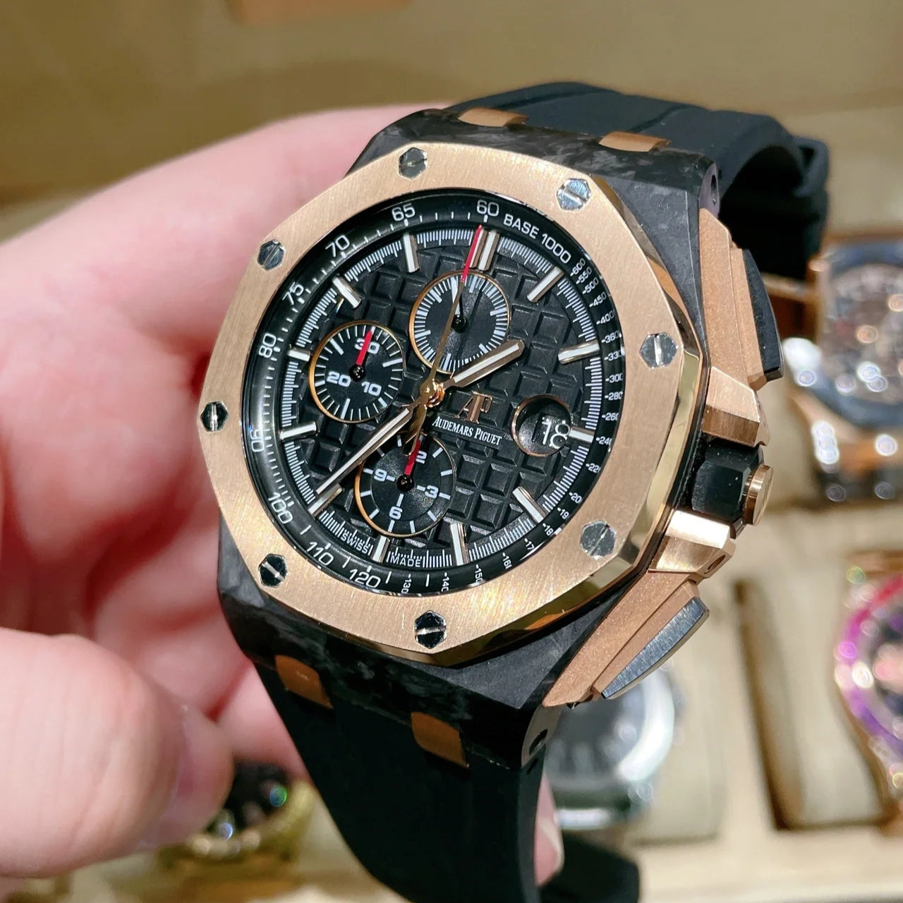 Chronograph-Rosegold Ceramic- Black Rubber - Automatic - 44mm