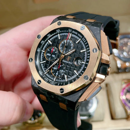 Chronograph-Rosegold Ceramic- Black Rubber - Automatic - 44mm