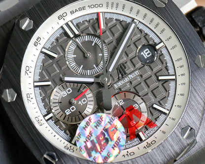 TOP! Chronograph- Black Grey Ceramic Bezel- Black Rubber - Automatic - 44mm