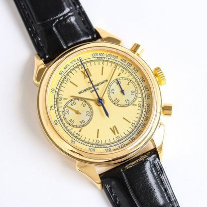 Chronograph - 904L Steel Yellow -Black Leather - Automatic - 42mm