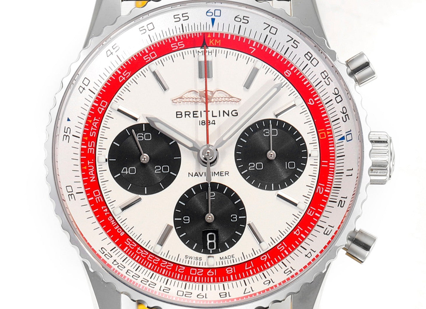 Chronograph - White Ceramic - White N-Timer - Black Leather - Automatic - 43mm