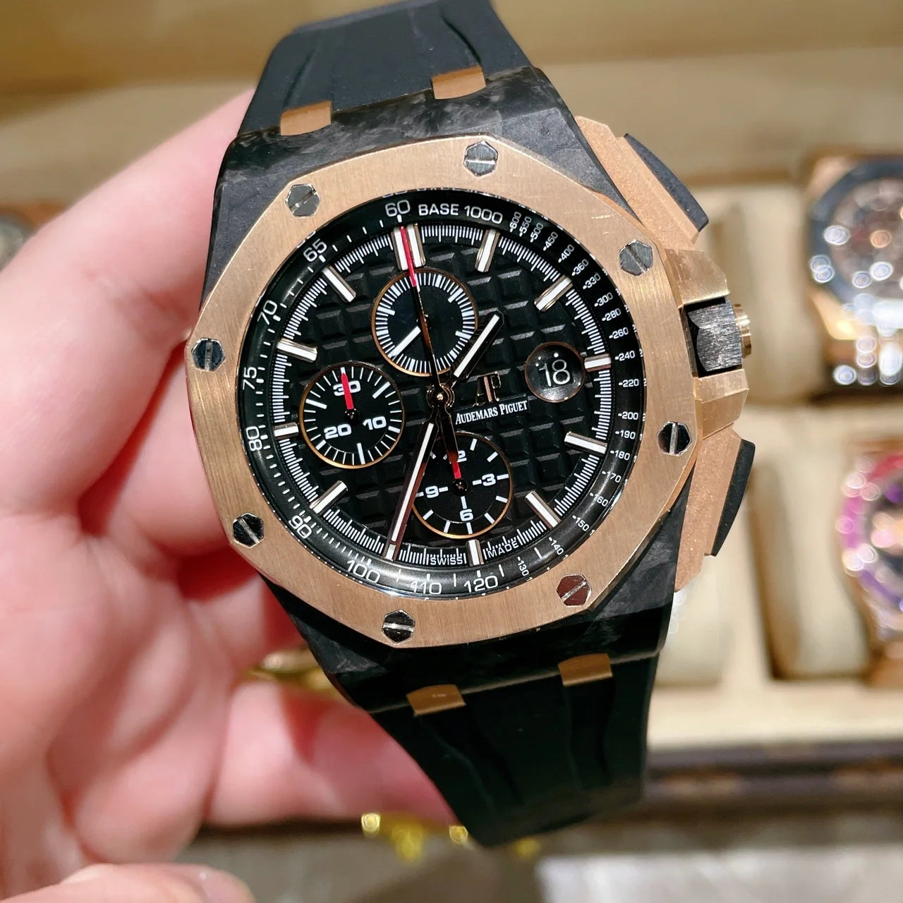Chronograph-Rosegold Ceramic- Black Rubber - Automatic - 44mm