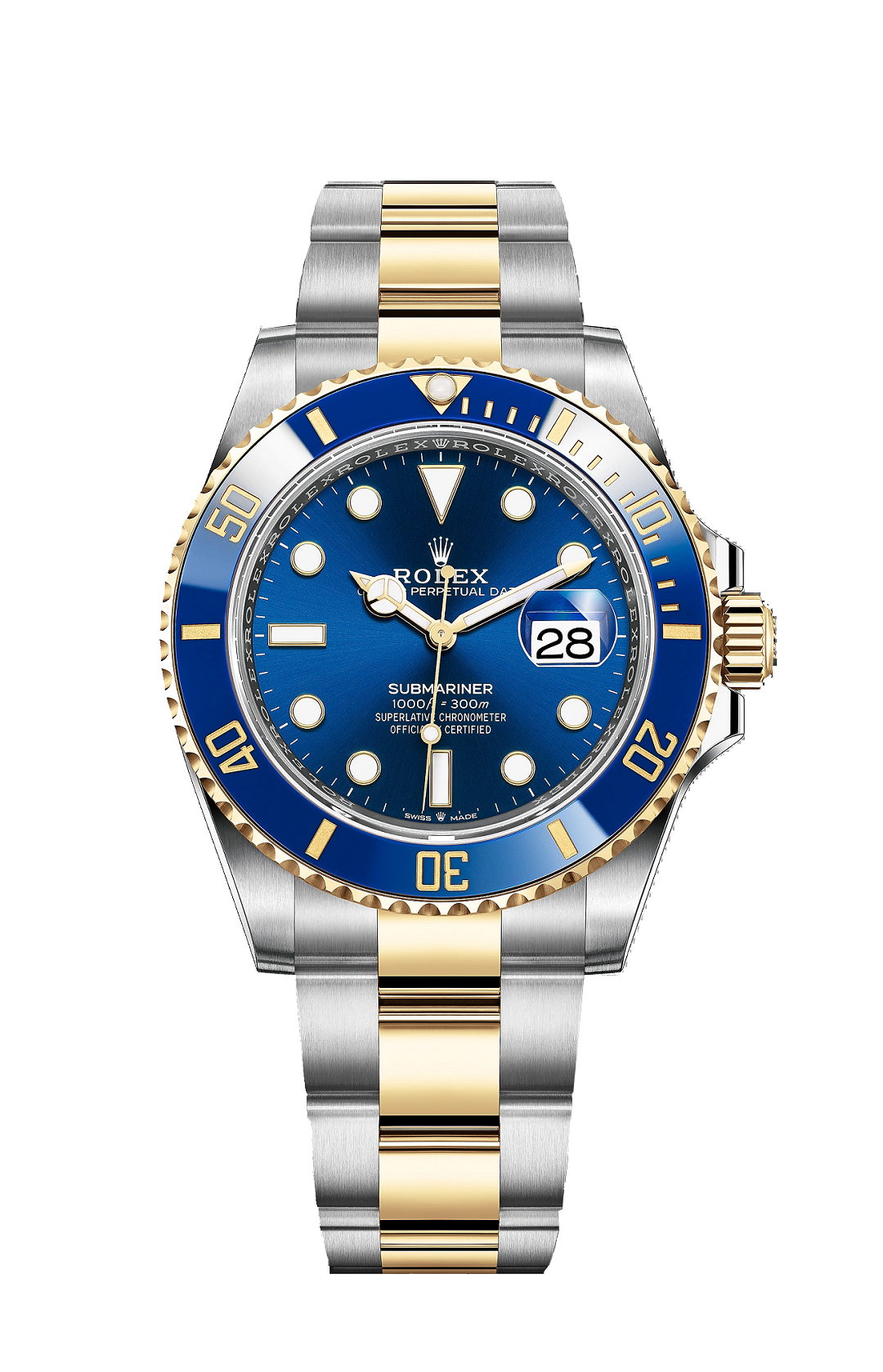 Rolex Oyster Perpetual Datejust 41, two-tone yellow gold, blue dial