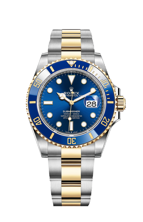 Rolex Oyster Perpetual Datejust 41, two-tone yellow gold, blue dial