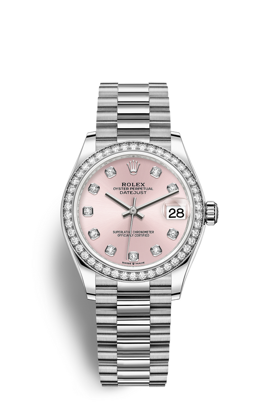 Rolex Lady-Datejust 31, pink dial with diamonds