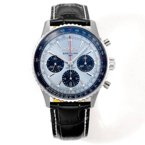 Chronograph - Blue Ceramic - Light Blue N-Timer - Black Leather - Automatic - 43mm