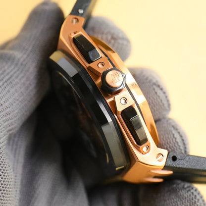 TOP! Yellowgold Black Ceramic Bezel - Black Rubber - Automatic - 44mm