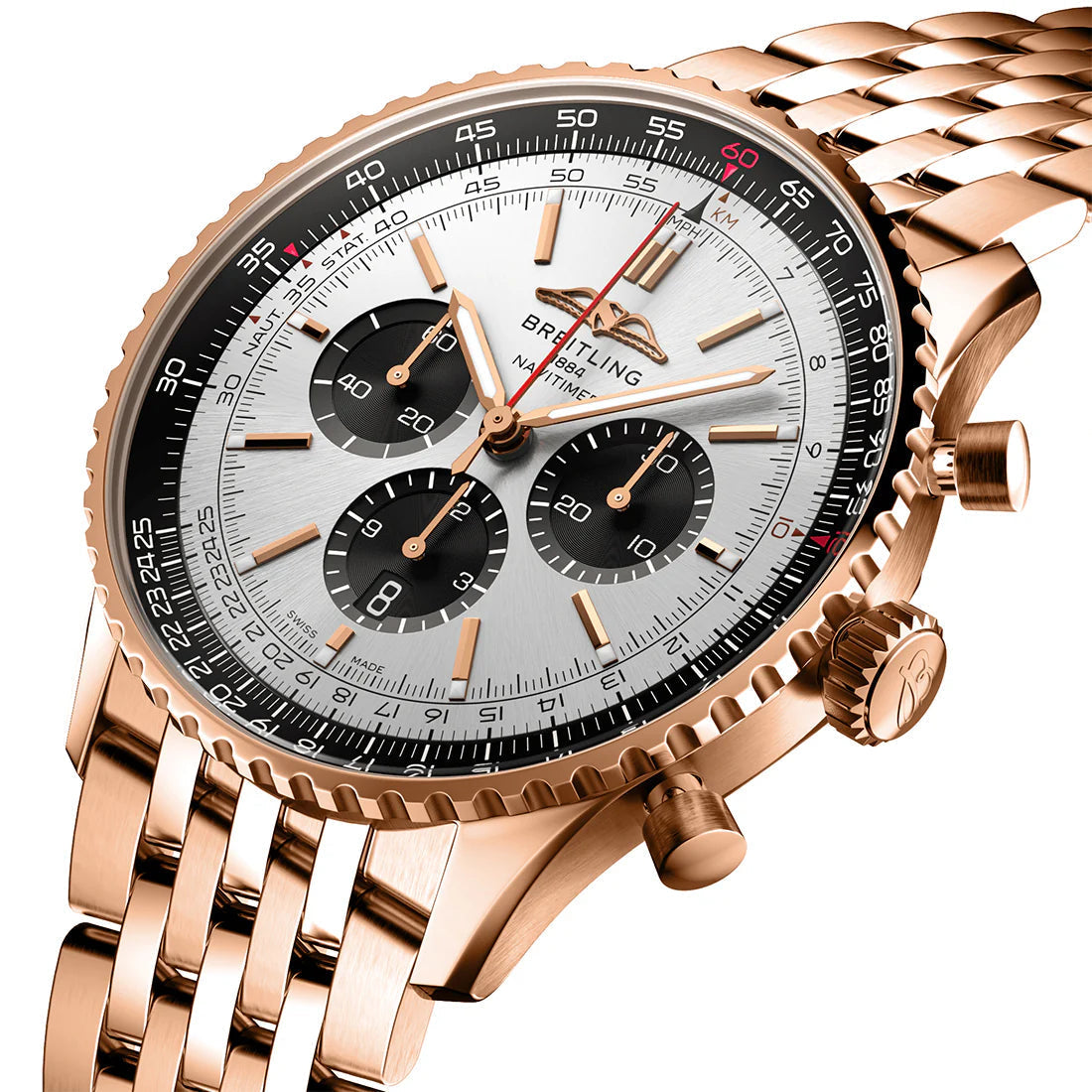 Chronograph -Silver Black- Rosegold 316L Steel - Automatic - 43mm