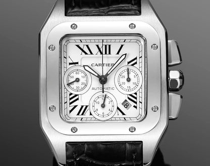 Chronograph - White 316L Steel - Black Leather - Automatic - 42mm