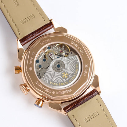 Chronograph - White Rosegold -Brown Leather - Automatic - 42mm