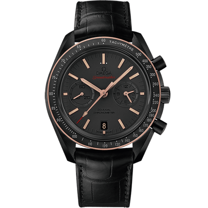 Chronograph -Moon back - Grey - Black Leather- Automatic - 44mm