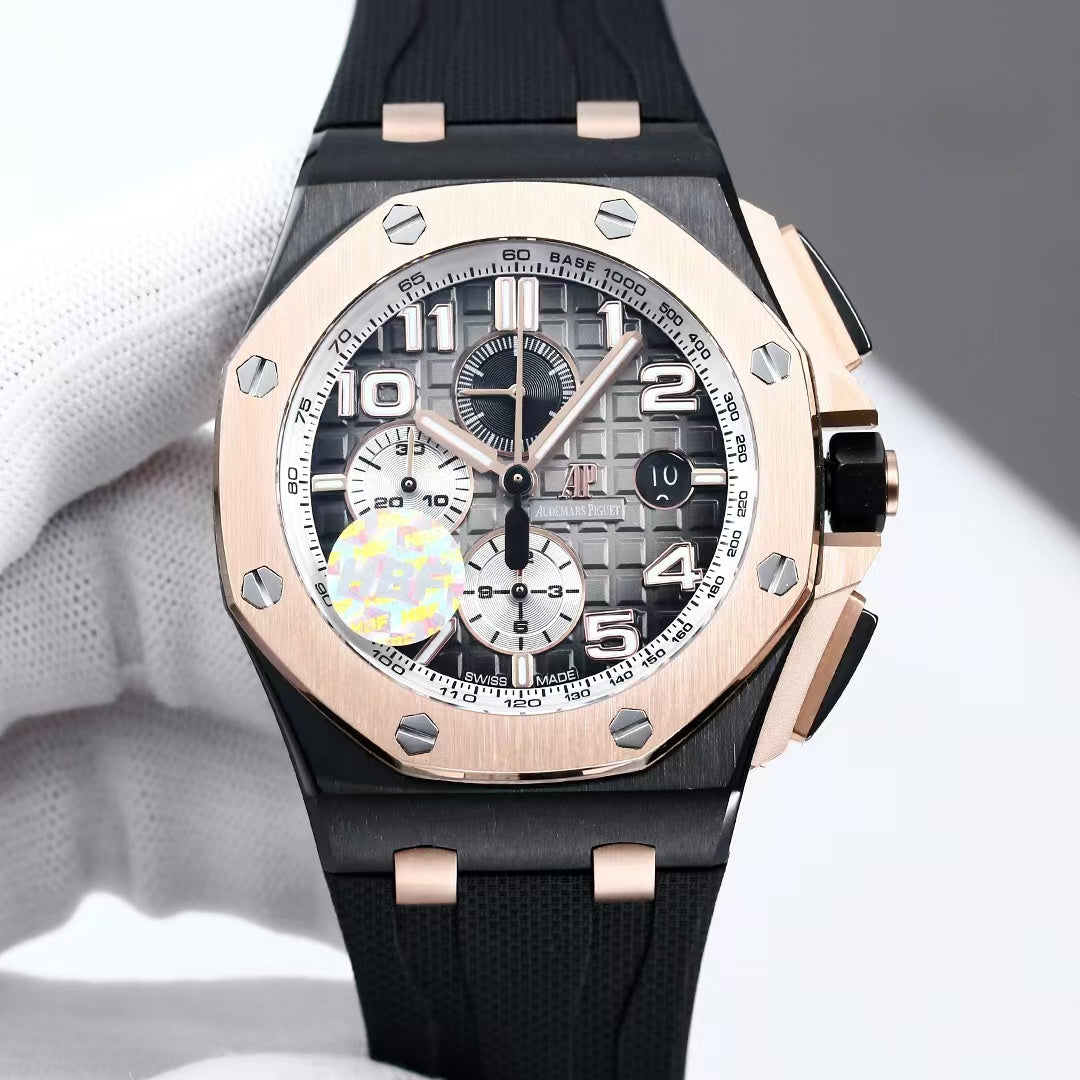 Chronograph-Grey Silver Ceramic- Black Rubber - Automatic - 44mm