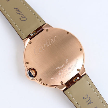 Yellow gold -White Silver - Brown Leather- Automatic - 36/42mm