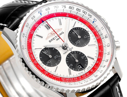 Chronograph - White Ceramic - White N-Timer - Black Leather - Automatic - 43mm
