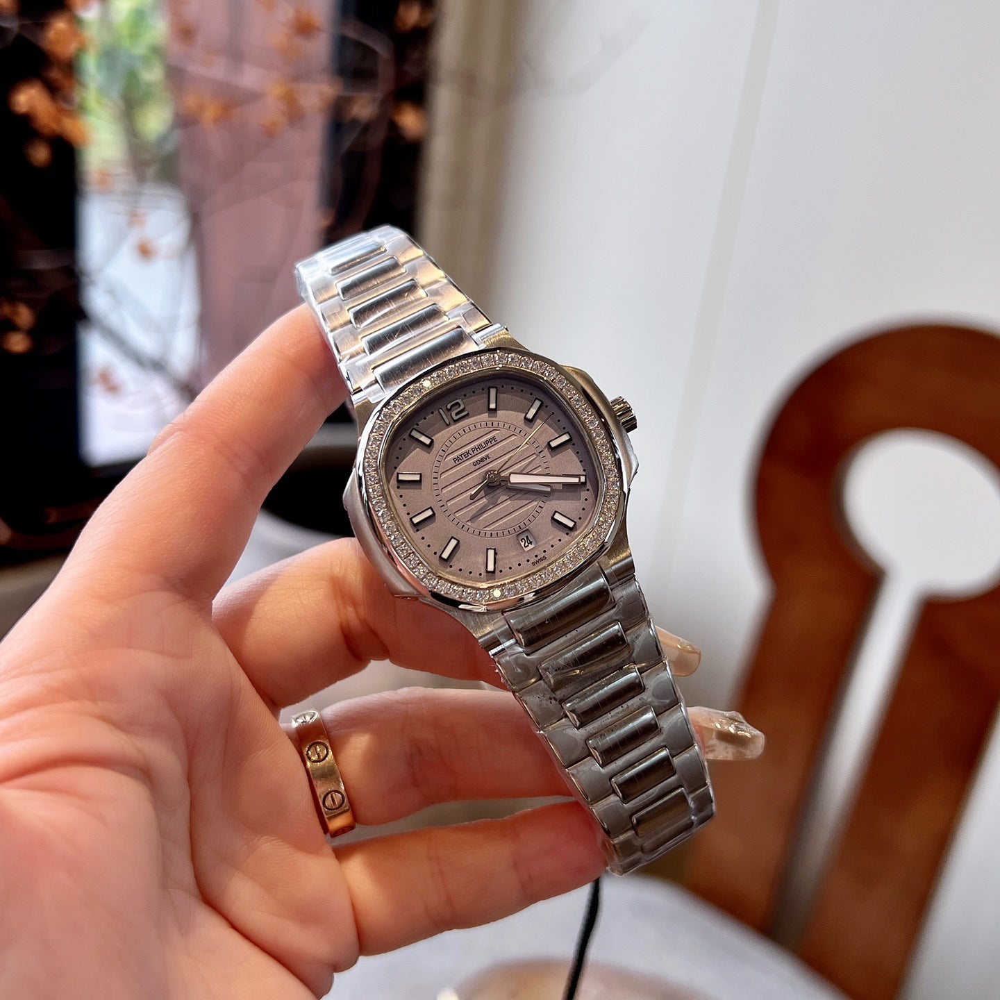 Lady - Grey - Rhinestones Bezel 316L Steel - Quartz - 35mm