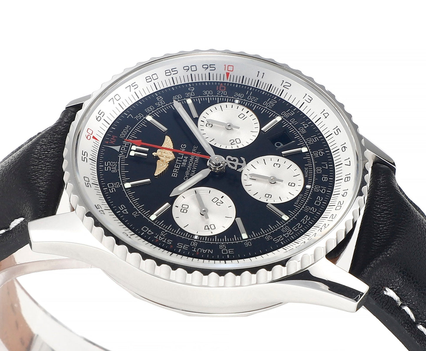 Chronograph - White Ceramic - Black White- N-Timer - Black Leather - Automatic - 43mm