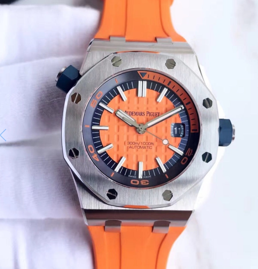 TOP! - 316L Steel - Orange rubber - Automatic - 42mm