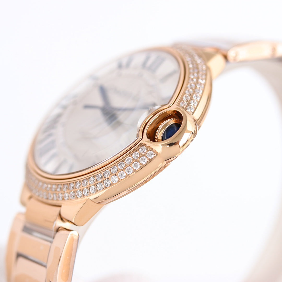 Luxury Diamond Bezel -White -Rosegold - 904L Steel- Automatic - 36/42mm