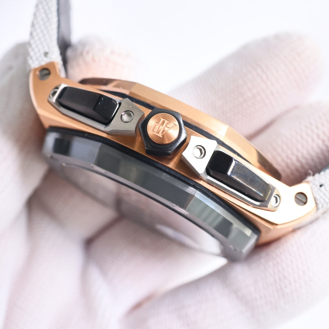 Chronograph- L Size -Grey Ceramic- White Rubber - Automatic - 44mm