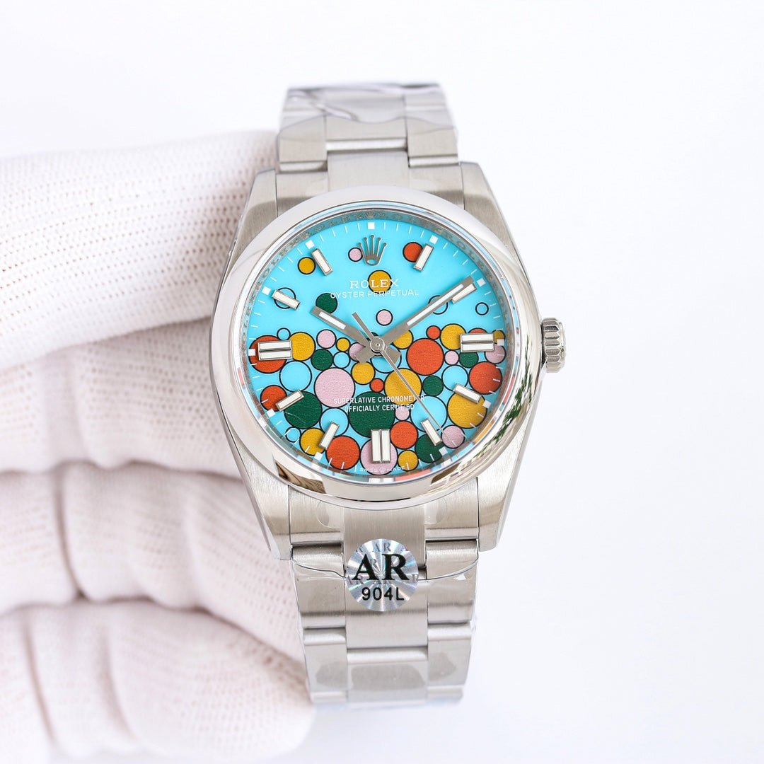 Rolex Oyster Perpetual Datejust 36/41, colourful “Celebration / Candy” dial