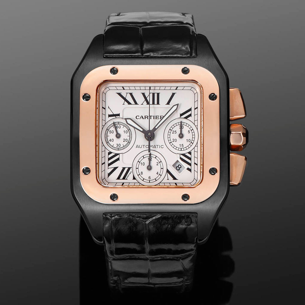 Chronograph - White Yellow 316L Steel - Black Leather - Automatic - 42mm