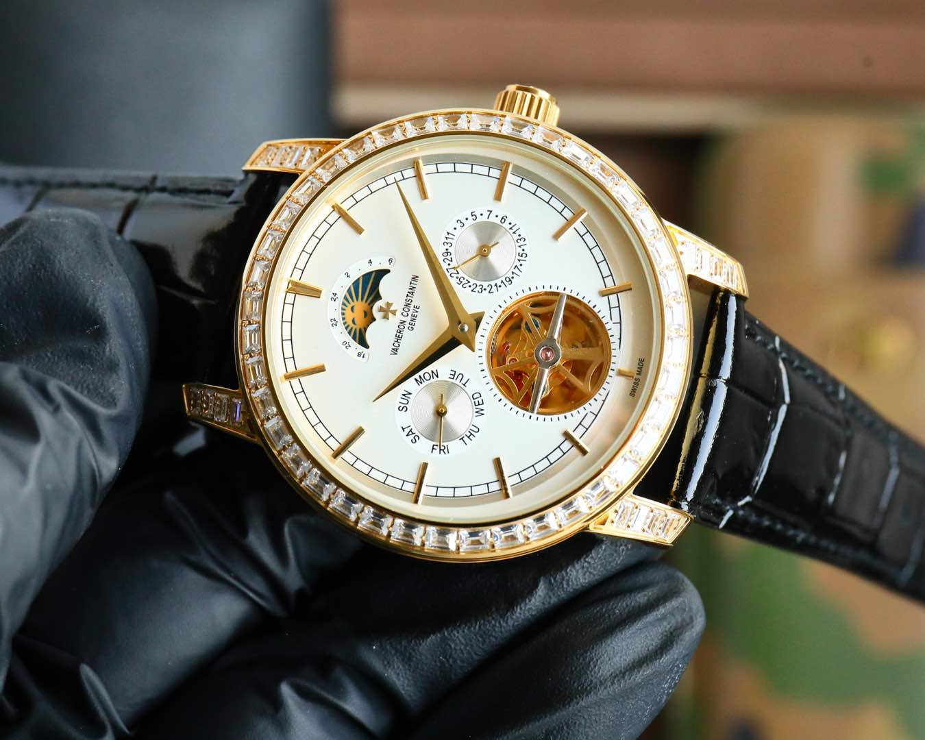 Toubillon -White Yellow - Black Leather - Automatic - 44mm