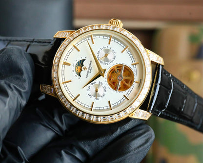 Toubillon -White Yellow - Black Leather - Automatic - 44mm