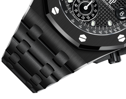 L Size -Black OFFs - 904L Steel - Quartz -Chronograph- 43mm