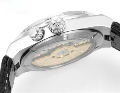 White Silver - 7900V- Black Leather - Automatic - 41mm