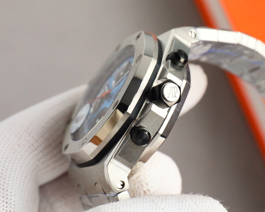 Chronograph - Baby blue White Ceramic Bezel - Silver 904L Steel - Automatic - 42mm