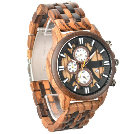 Wooden Style Men's Quartz Watch -42mm