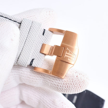 Chronograph- L Size -Grey Ceramic- White Rubber - Automatic - 44mm