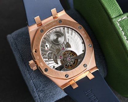 Tourbillon Rosegold - Blue Rubber - Automatic - 41mm