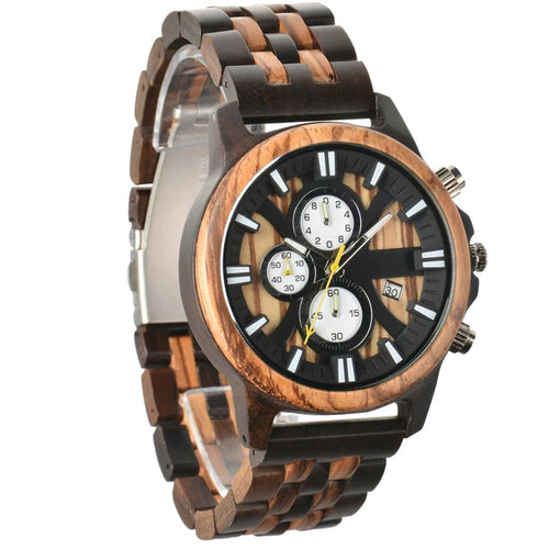 Wooden Style Men's Quartz Watch -41mm