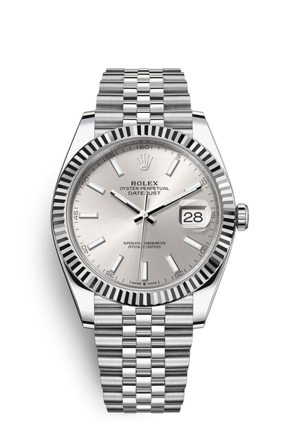 Rolex Oyster Perpetual Datejust 41, stainless steel, silver/white dial