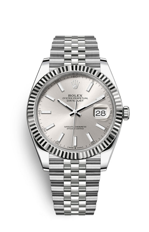 Rolex Oyster Perpetual Datejust 41, stainless steel, silver/white dial