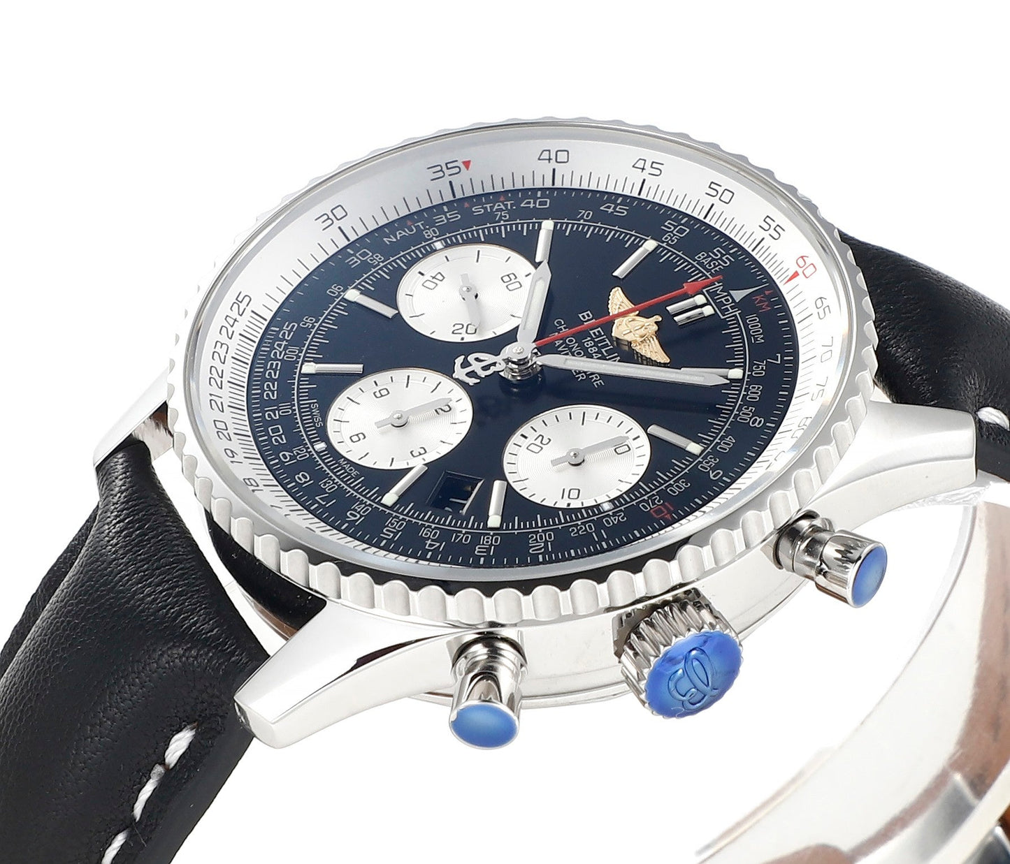 Chronograph - White Ceramic - Black White- N-Timer - Black Leather - Automatic - 43mm