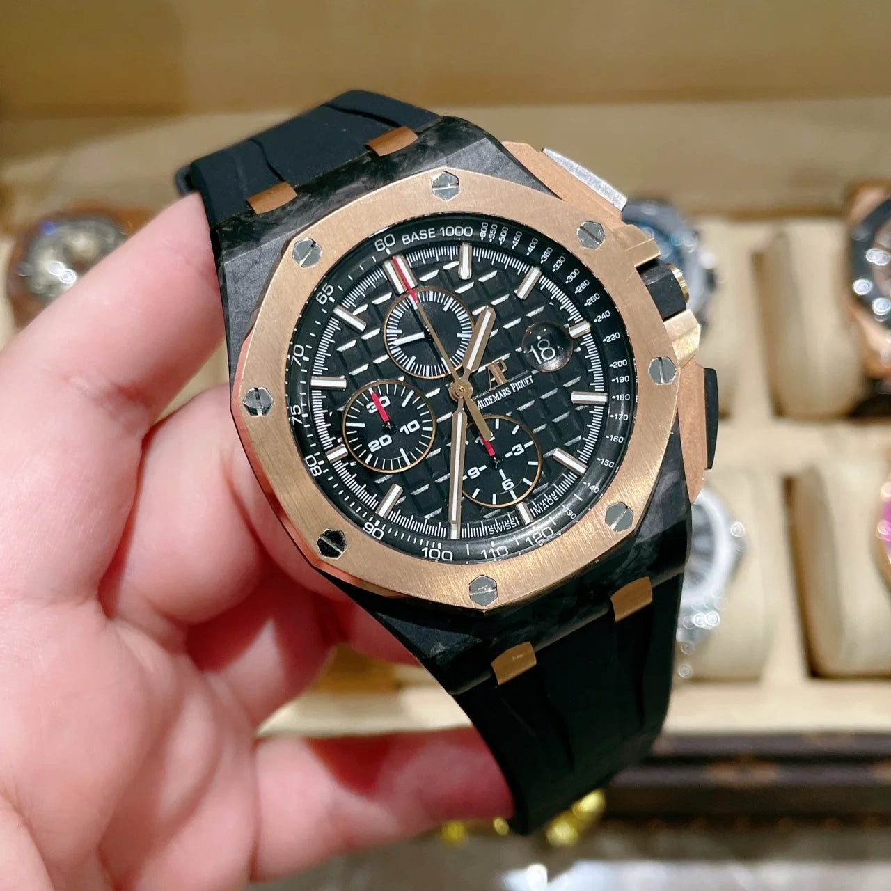 Chronograph-Rosegold Ceramic- Black Rubber - Automatic - 44mm