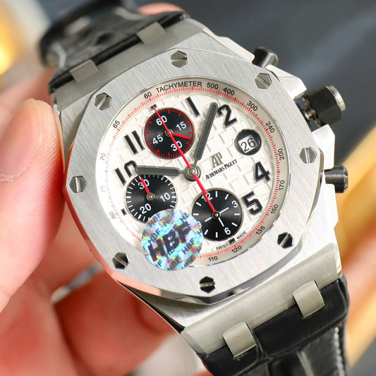 TOP! Panda Face Ceramic Bezel - Black Leather - Automatic - 42mm