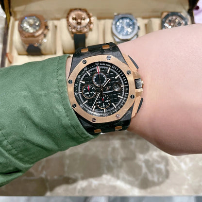 Chronograph-Rosegold Ceramic- Black Rubber - Automatic - 44mm